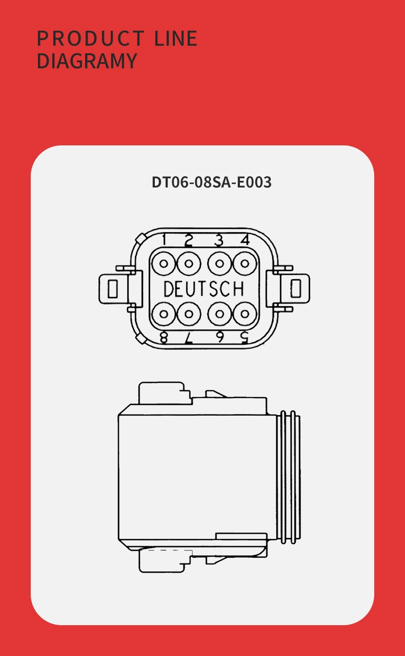 Dt06-08SA-E003 Deutsch Automobile Waterproof Connector 8p Male Female Butt Wiring Harness Plug with Flat Tail Cover