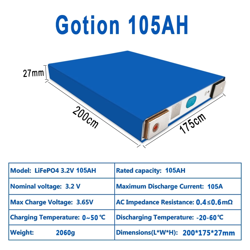 Series 3.2V 105AMP LiFePO4 Battery with M6 Terminal Bolt for RV