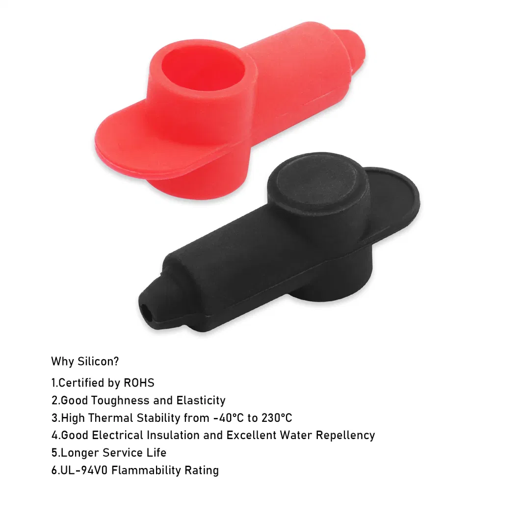 Edge Bttp-516 Premium High Current 5/16&rdquor; Feed-Thru Panel Battery Terminal Connectors with Silicone Terminal Covers, Red &amp; Black Pair