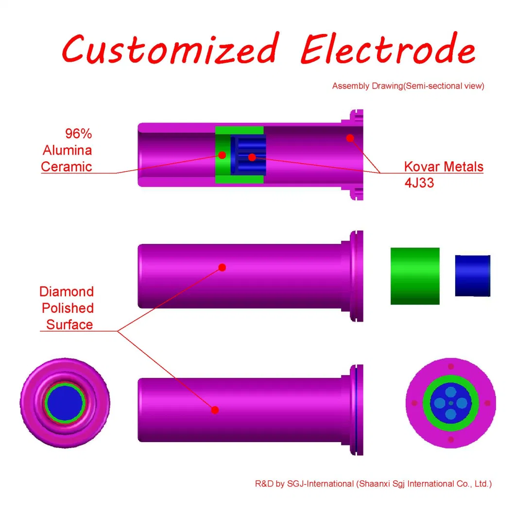 Sgj R&D Electrical Vacuum Connector Be Made of Alumina Ceramic and Kovar Metal Electrode/ Electrical/ Electric Isolator/ Contacts/ Cunductor/