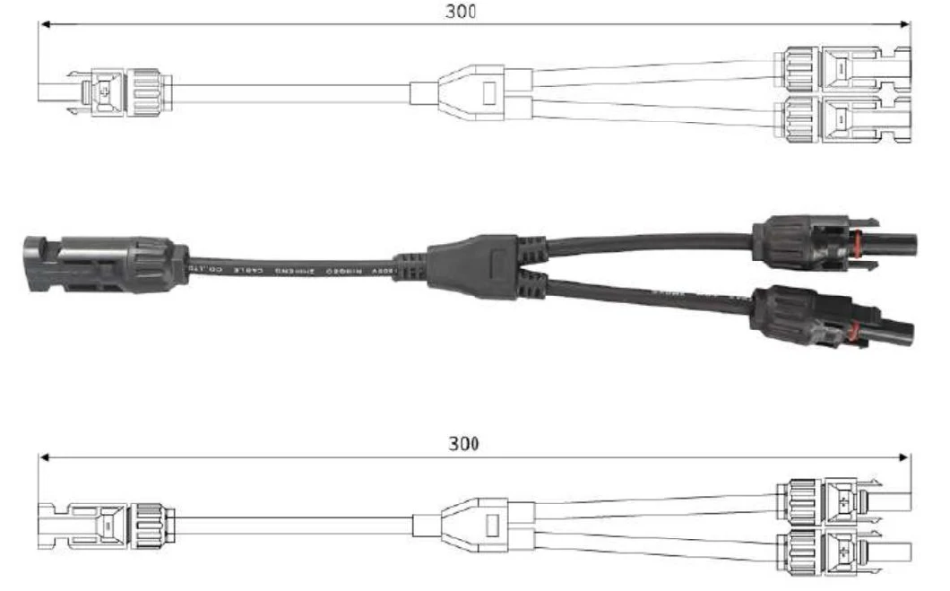 IP67 Solar System Photovoltaic 50A 1500VDC PV Mc4 Y Type Branch Connector