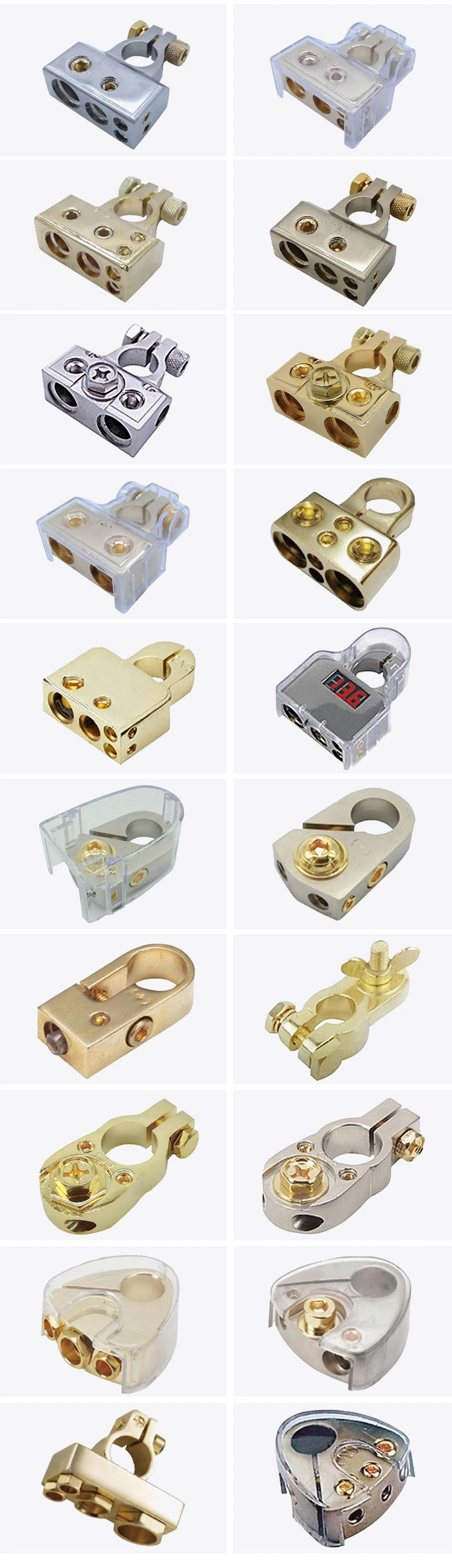 Gold Plated Series Car Automotive Marine Audio Positive Negative Port Battery Terminal Connectors 0 2 4 8 AWG Gauge Inputs