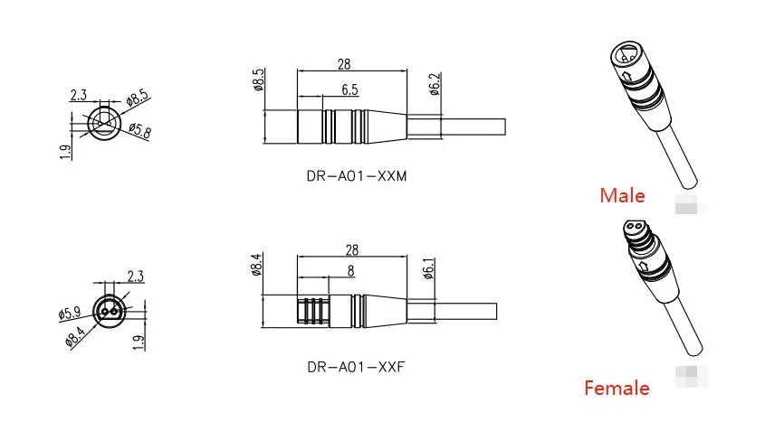 IP65 2pin Automotive Waterproof Electrical Connectors for E-Bike