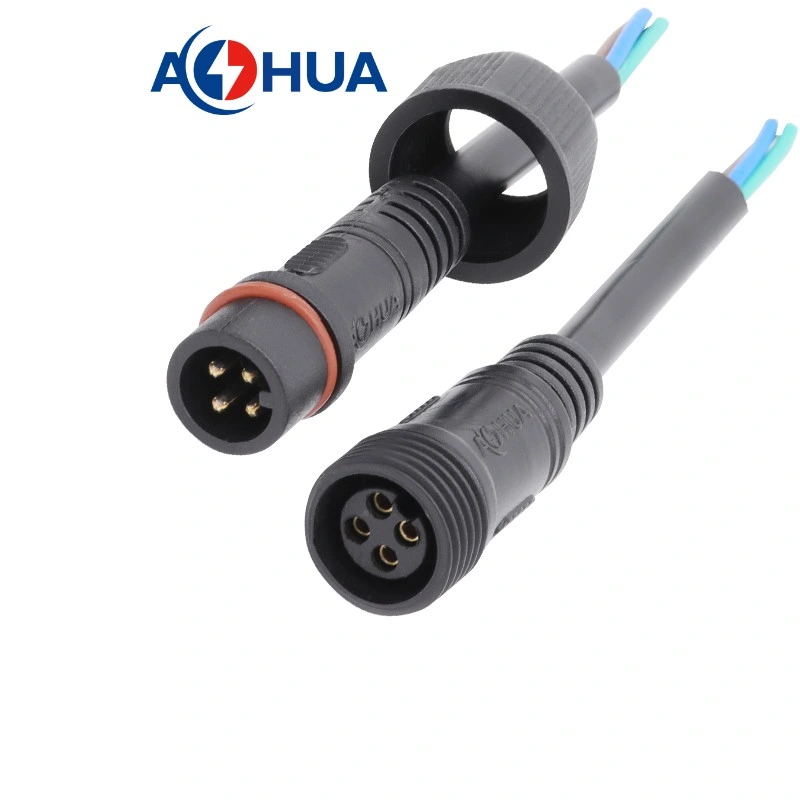 Aohua Factory Cusom Solar Lighting Panel to Battery Waterproof Cable 4pin Circular PVC Connector M14 110V 4A DC Connector