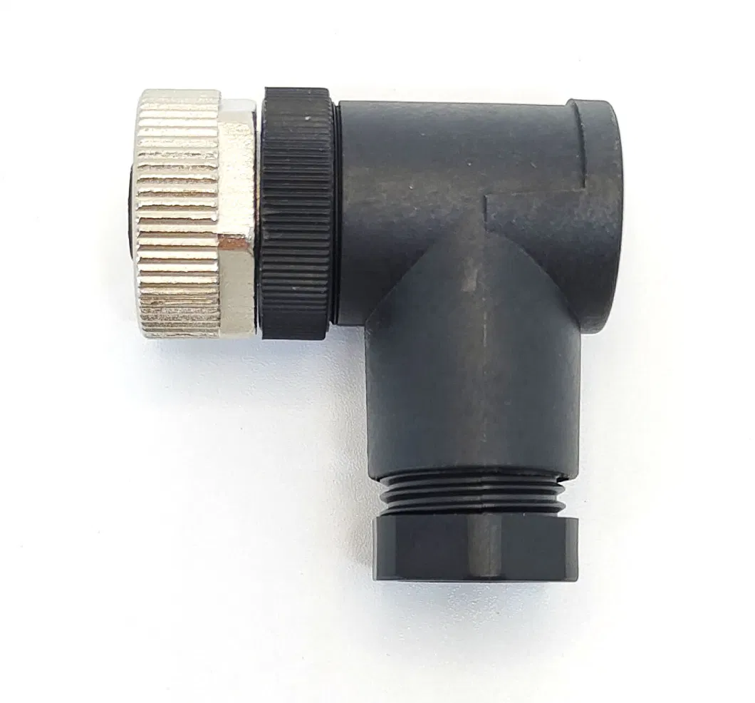 Svlec IP67 PA66 Right Angle Screw Terminals M12 Connector 8 Pin with Metal Nut