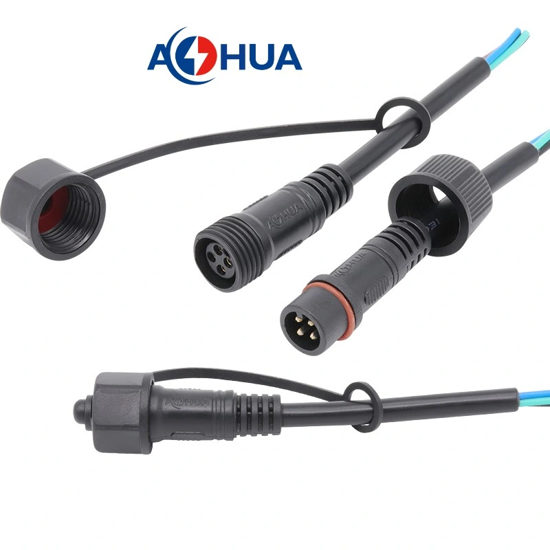 Aohua Factory Cusom Solar Lighting Panel to Battery Waterproof Cable 4pin Circular PVC Connector M14 110V 4A DC Connector