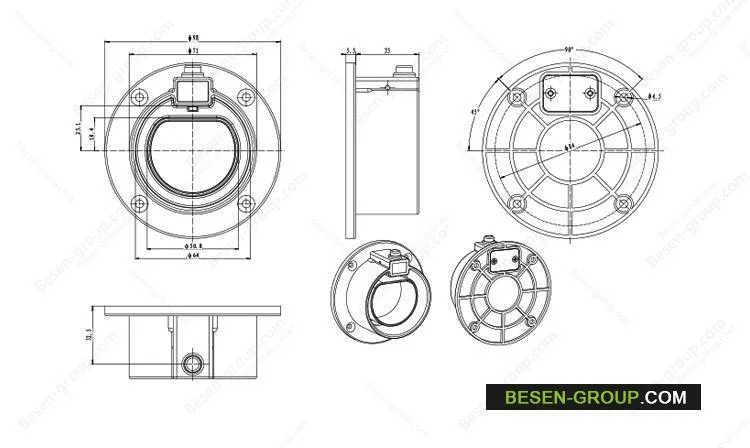 Type 2 62196-2 Socket for EV Charging Holder