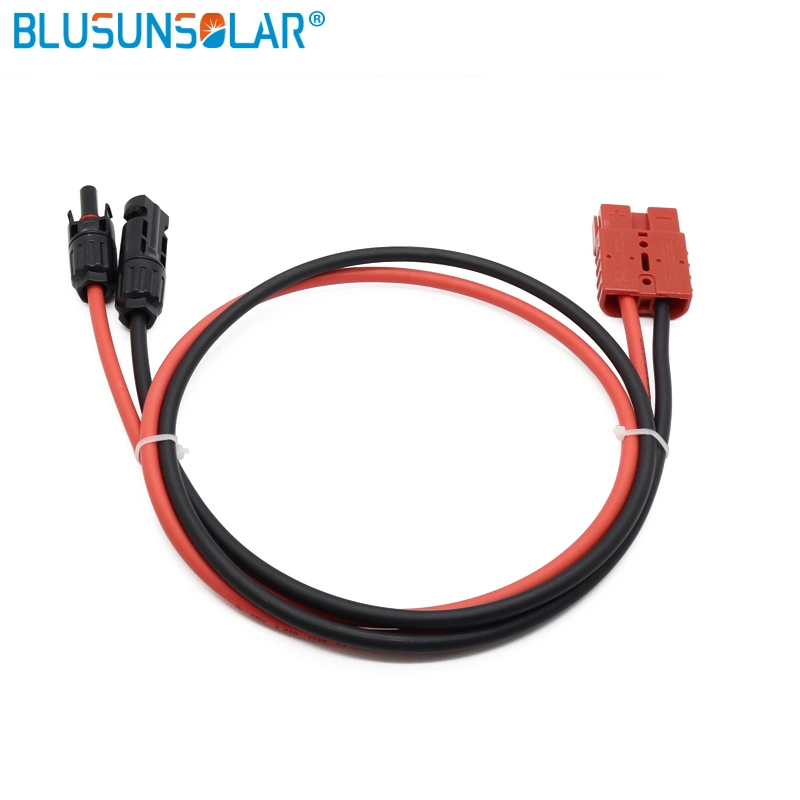 50A 600V Double Hole Battery Connector with 5 Meter 4mm2 Cable Wire Red and Black for Solar Panel