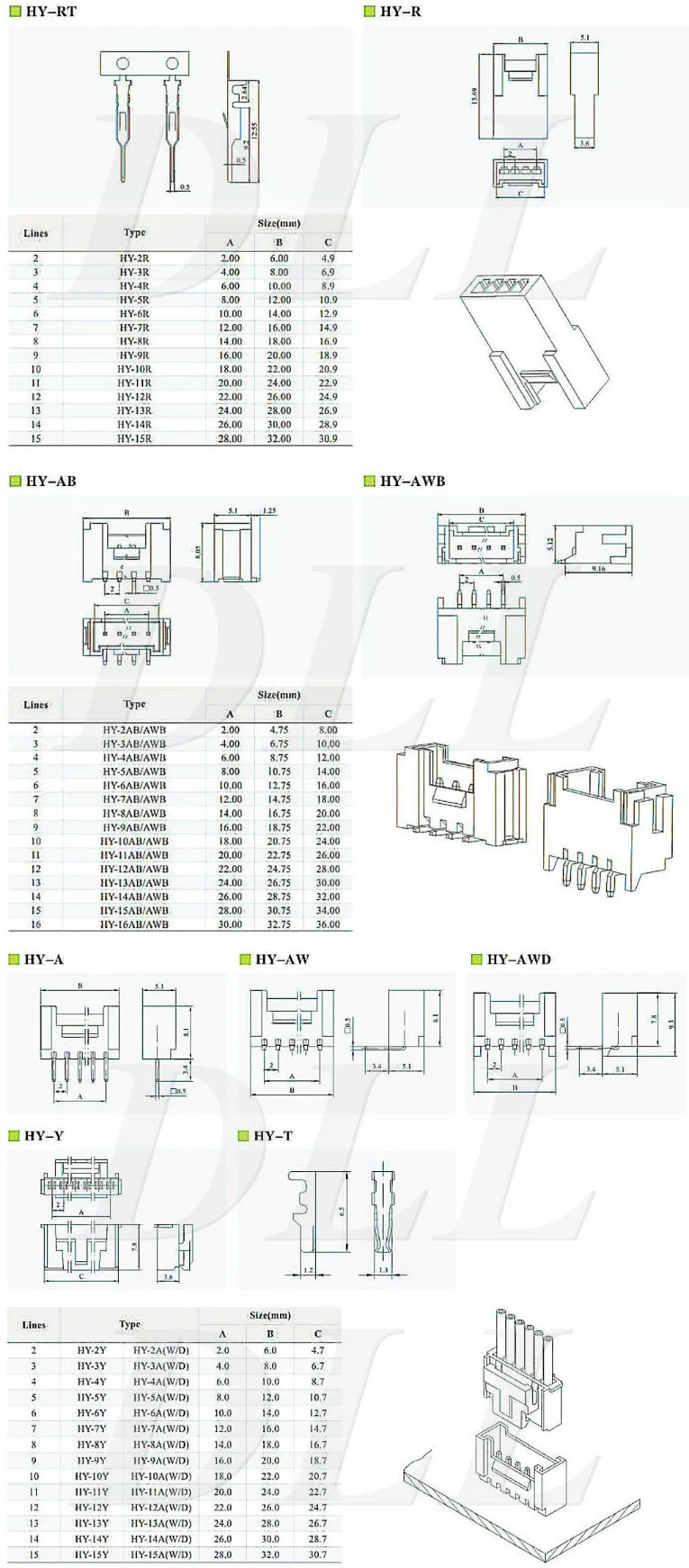 Hy 2.0mm Pitch Wafer Wire to Board Connector Power Cable Assembly Adapter Automotive Connector 8981 794956 794955 5569-6A