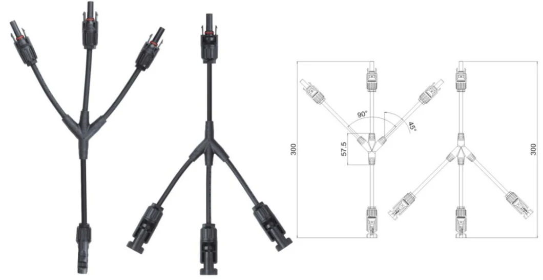 3 in 1 Y/T Branch Waterproof Connector for Solar Panel System Cabler