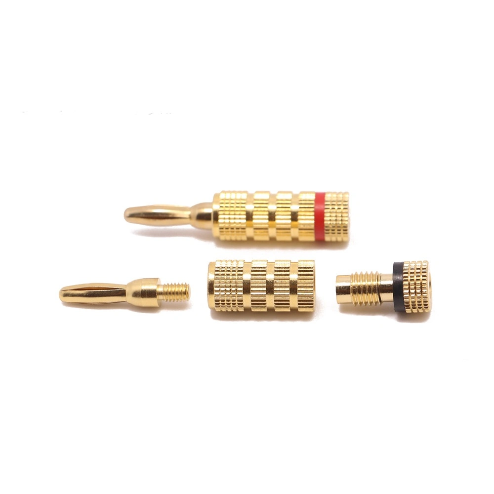 4mm Copper Gold Plated Solderless Non-Slip Audio Plug Power Amplifier Speaker Wire Banana Male Connector