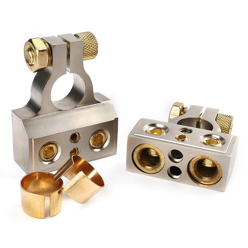 Gold Plated Series Car Automotive Marine Audio Positive Negative Port Battery Terminal Connectors 0 2 4 8 AWG Gauge Inputs