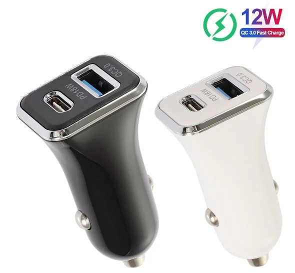 New Product 2022 Fast Quick Charge Pd Home Charger Dual Double Ports Type-C Ports 36W Fast Charging USB C Pd Car Charger Socket