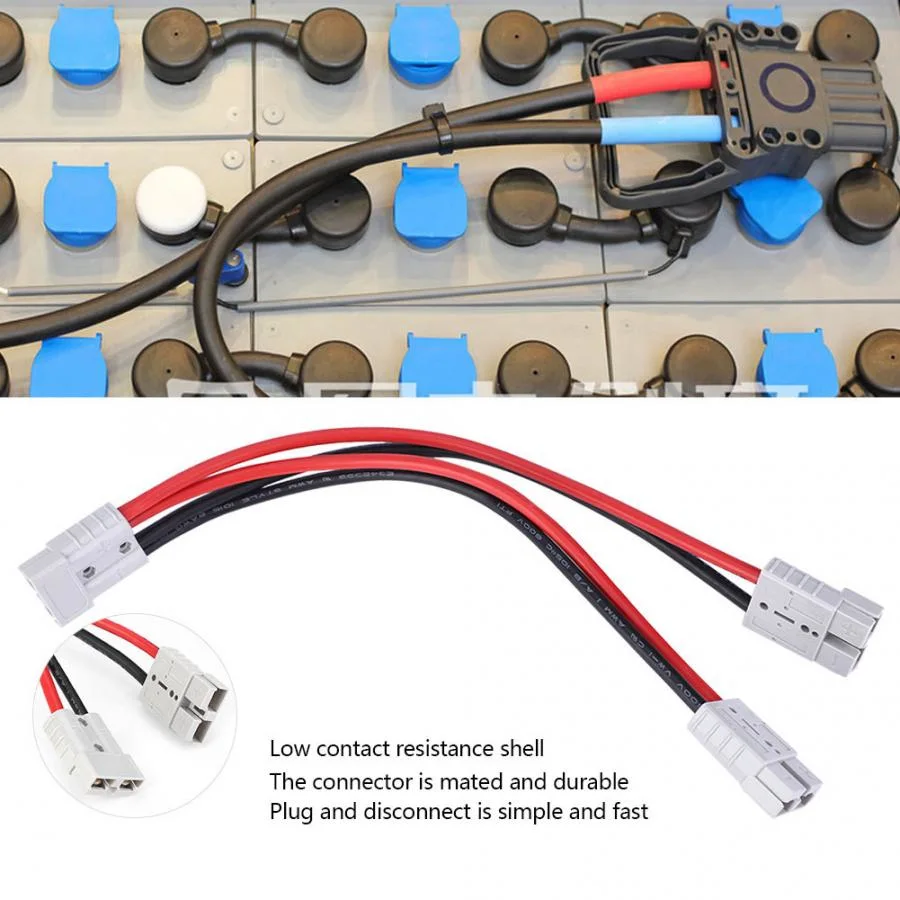 Single Double Pole 50A 55A 75A 600V High Current Plug Forklift Charging Power Cord Plug Harness Charging Power Cord New Energy Battery Connection Cable