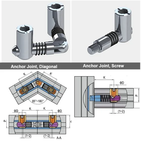 30X30 Slot 8 Angle Pins Anchored Connecting Pin Automatic Connector