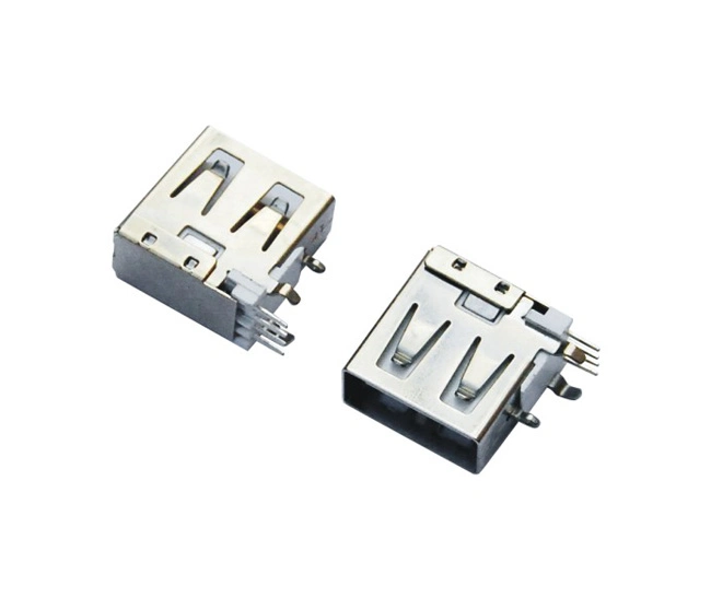 China USB Connector Af 90 Side Entry Type Three Legs