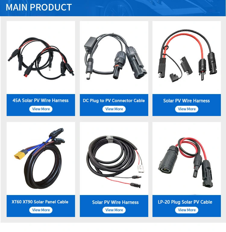 PV Wire Harness Photovoltaic DC Power Conversion Extension Cable for Solar Panel Connection