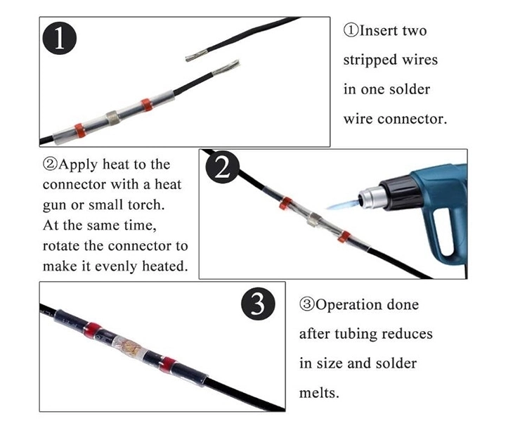 Free Sample Waterproof Automatic Heat Shrink Solder Seal Wire Connectors with IP68 CE