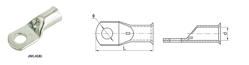 AWG 2/0*3/8 Copper Tube Crimping Type Terminal Car Battery Electrical Terminal Connector Cable Lug