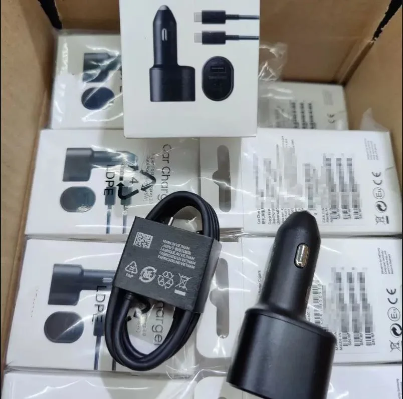 Orginal Travel Car Charger Portable USB C and USB Connector for Samsung S23 S20 S10 S9 Type C to C Cable