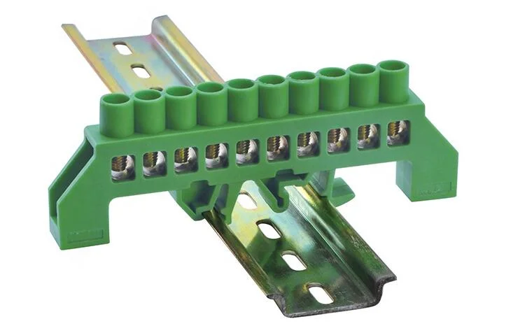 German Standard Blue Green 6 Way Neutral Brass Bar Earth Terminal Connectors