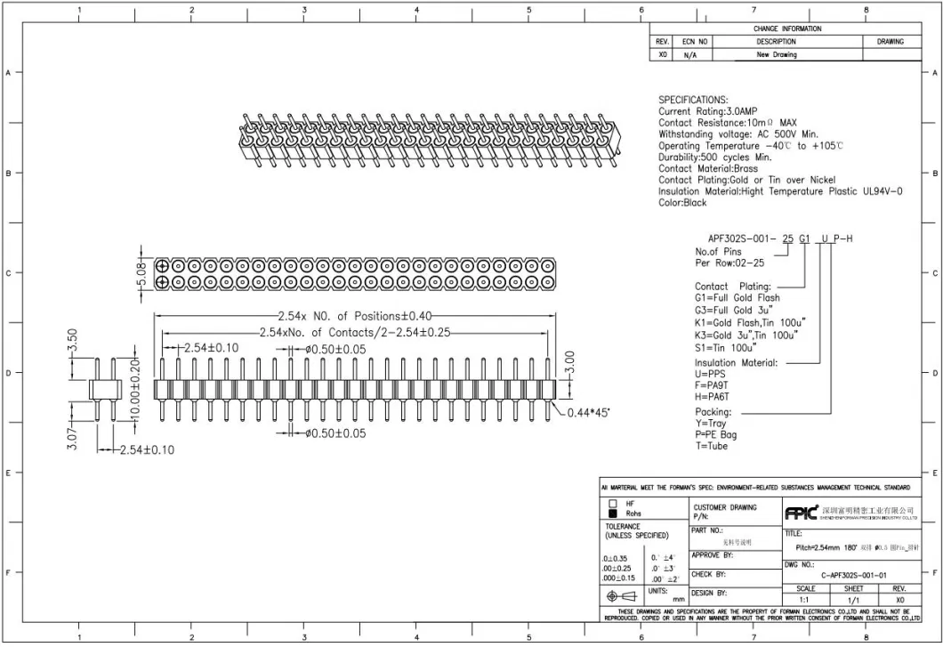 Fpic Terminal Block USB Connector Pin Header Electrical Connector Female Header Wire Connector