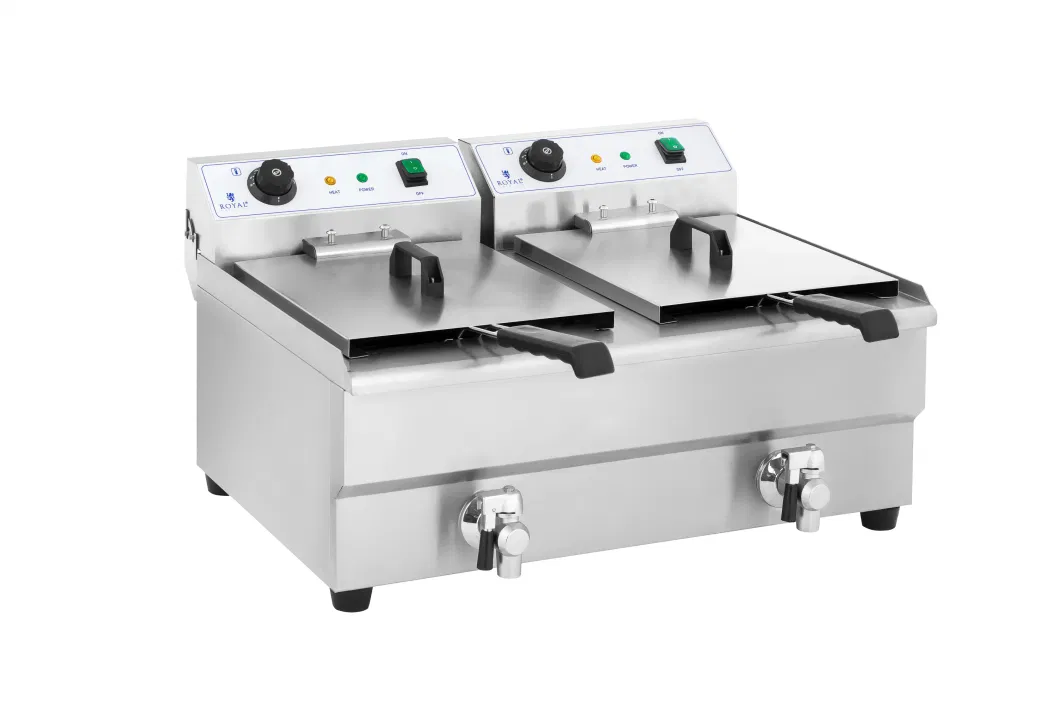 Electric Deep Fryer 2x16 Litres 2x3200W Thermostat Stainless Steel - German Quality | CE Certified | Market Leading Price