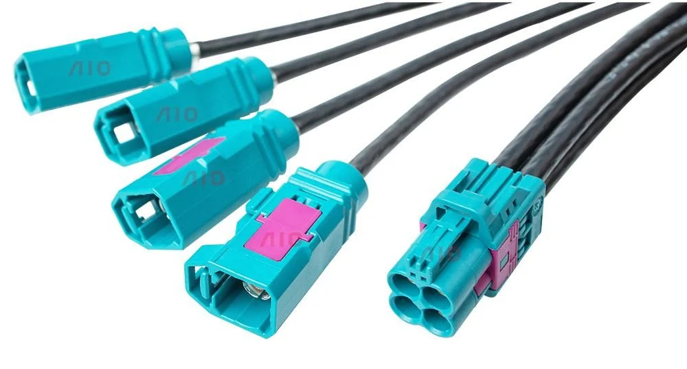 4 in 1 Extension Coaxial Cable Assembly Mini Fakra Wire Harness Connectors for Car Automotive Navigation Optimal Signal