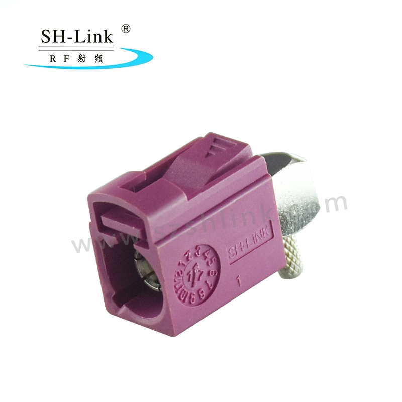 Fakra Right Angle Automotive Connector Type H Violet Female Car Connector for Rg174/316 Cable