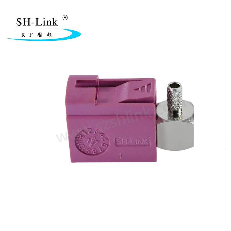 Fakra Right Angle Automotive Connector Type H Violet Female Car Connector for Rg174/316 Cable