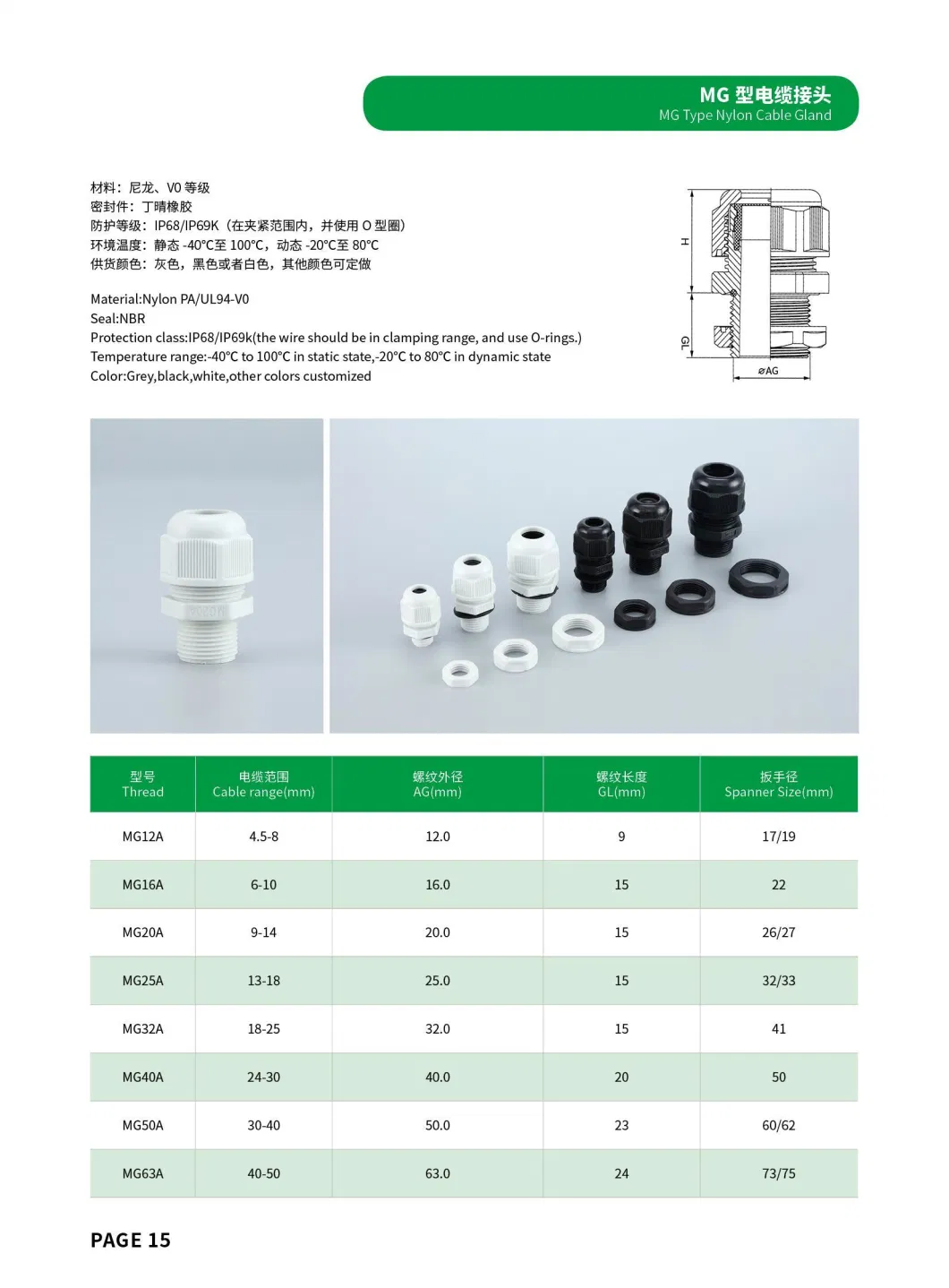 Customized Logo Pg13.5 German Standard CE Waterproof Cable Connector Plastic Wire Glands Pg Nylon Cable Gland