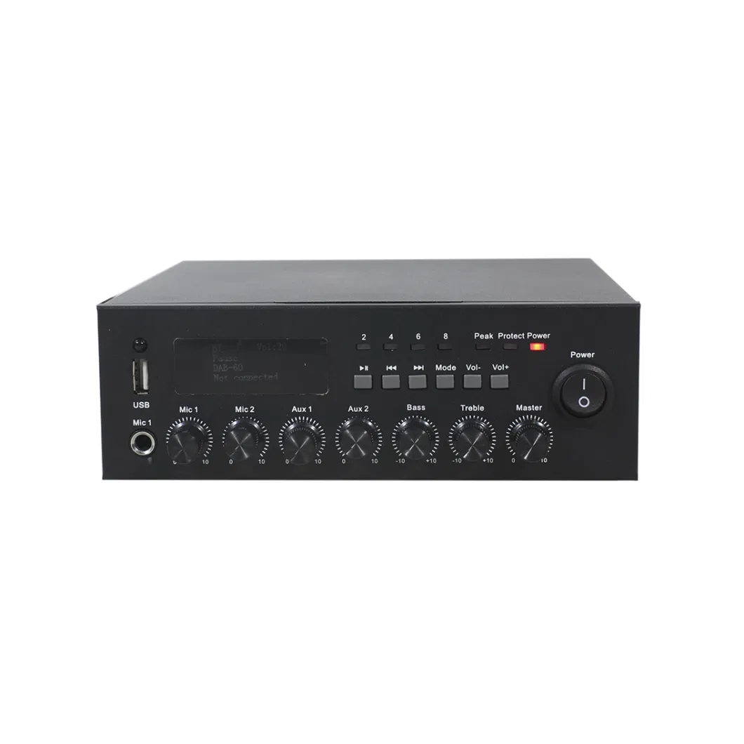 4-16 Ohm Bluetooth Mixer Power Amplifier with USB, DAB Tuner and 12VDC Back up Battery Input 220VAC-240VAC Version