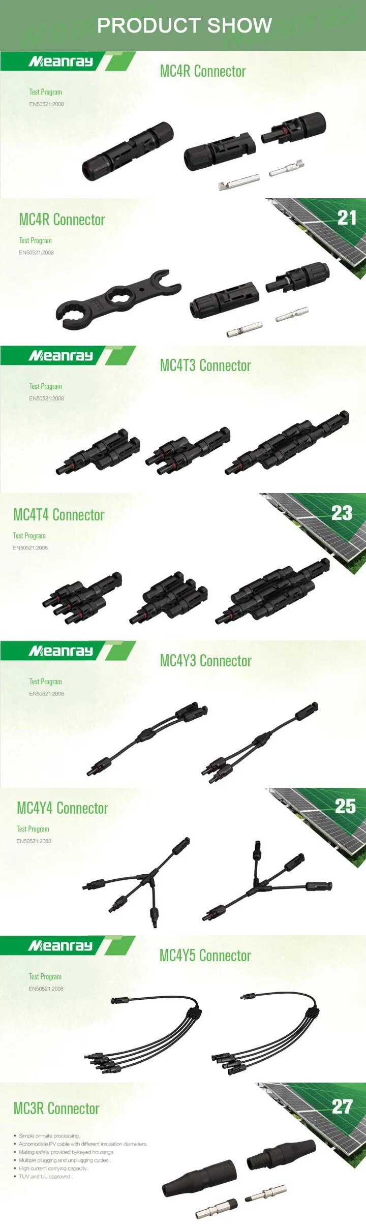 Mc4y Mc4t3 Solar Panel Renewable Energy Connector with TUV UL Certificate