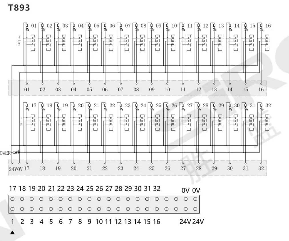 Siron T893 Applied in Automatic Machinery 32-Bit Input/Output Terminal Block E-Con Terminal Block I/O Wiring Connector with LED Light Suitable PLC