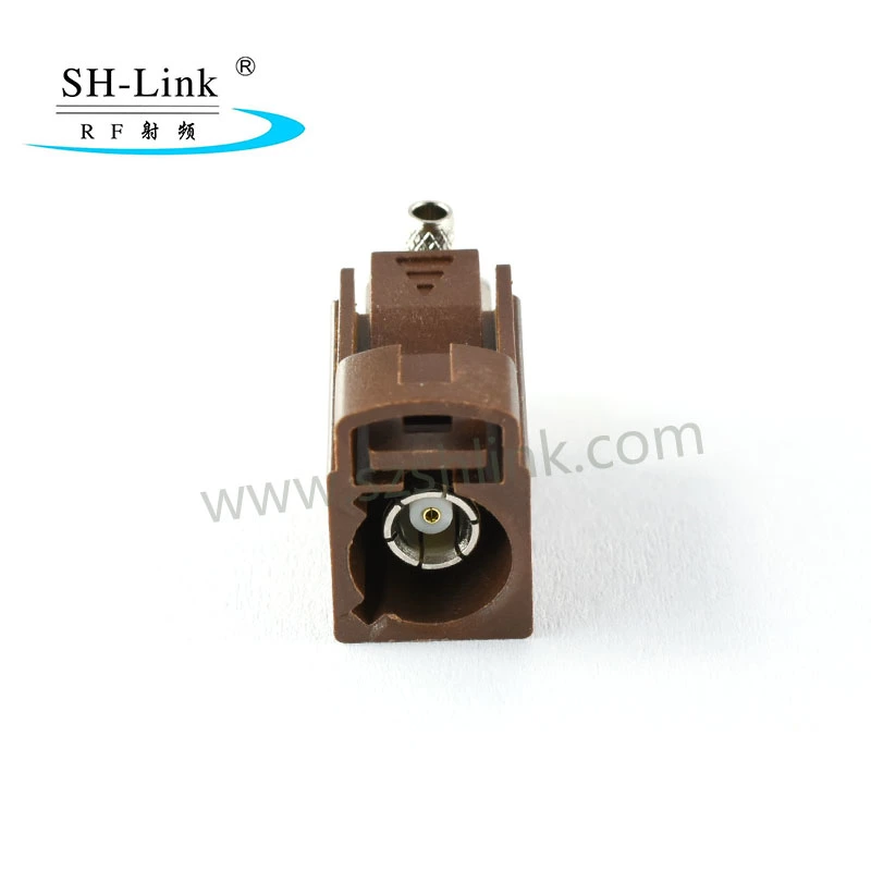 Fakra Right Angle Automotive Connector Type F Brown Female Car Connector for Rg174/316 Cable