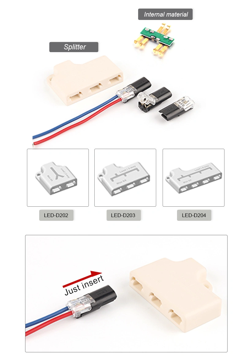 Terminal 2-Pin LED Car Wiring Connector 1 in 2/3/4 out