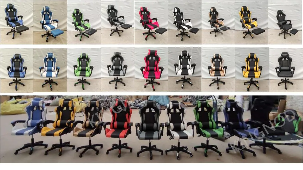 Fashionable Female Pink Green Metal Frame PU Sillas Gamer Chair with Headrest