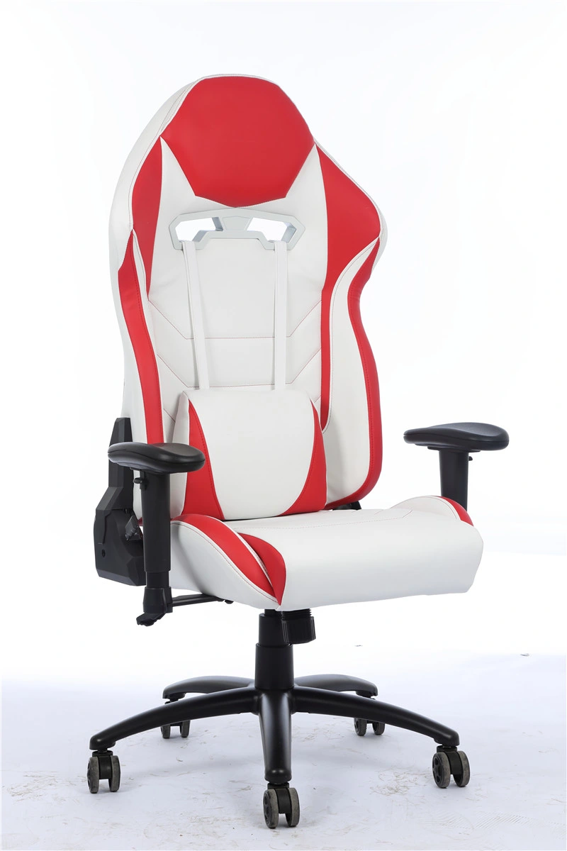 White&Red Gaming Chair with Steel Base