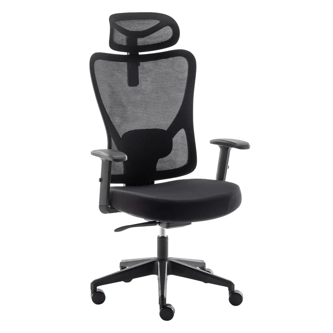 Ergonomic Office Chair for Big and Tall People Adjustable Headrest with 2D Armrest Lumbar Support and PU Wheels Swivel Tilt Function Grey