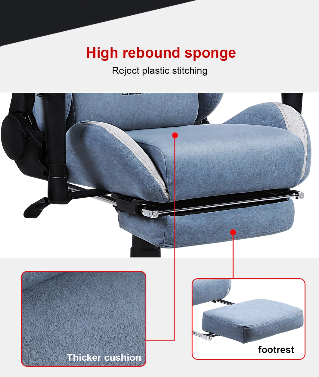 PU Leather Office Chair Armrest and Headrest Racing Style High Back Gaming Chair