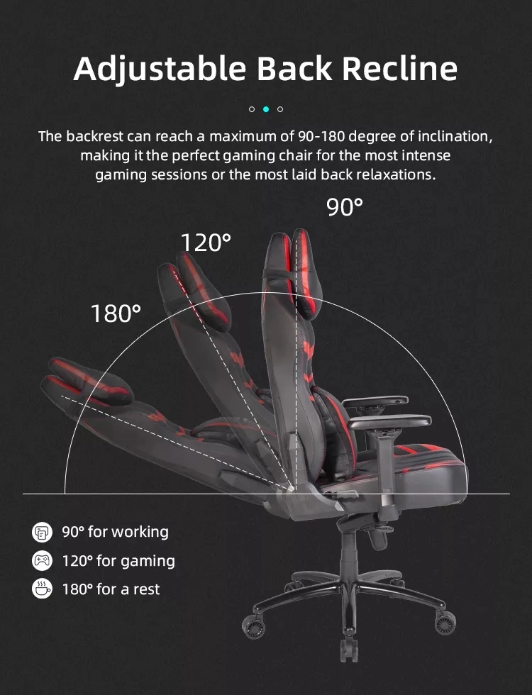 Feature Seat Rotation Adjustable Massage Harrison Gaming Chair with RGB Light Band Speaker Black