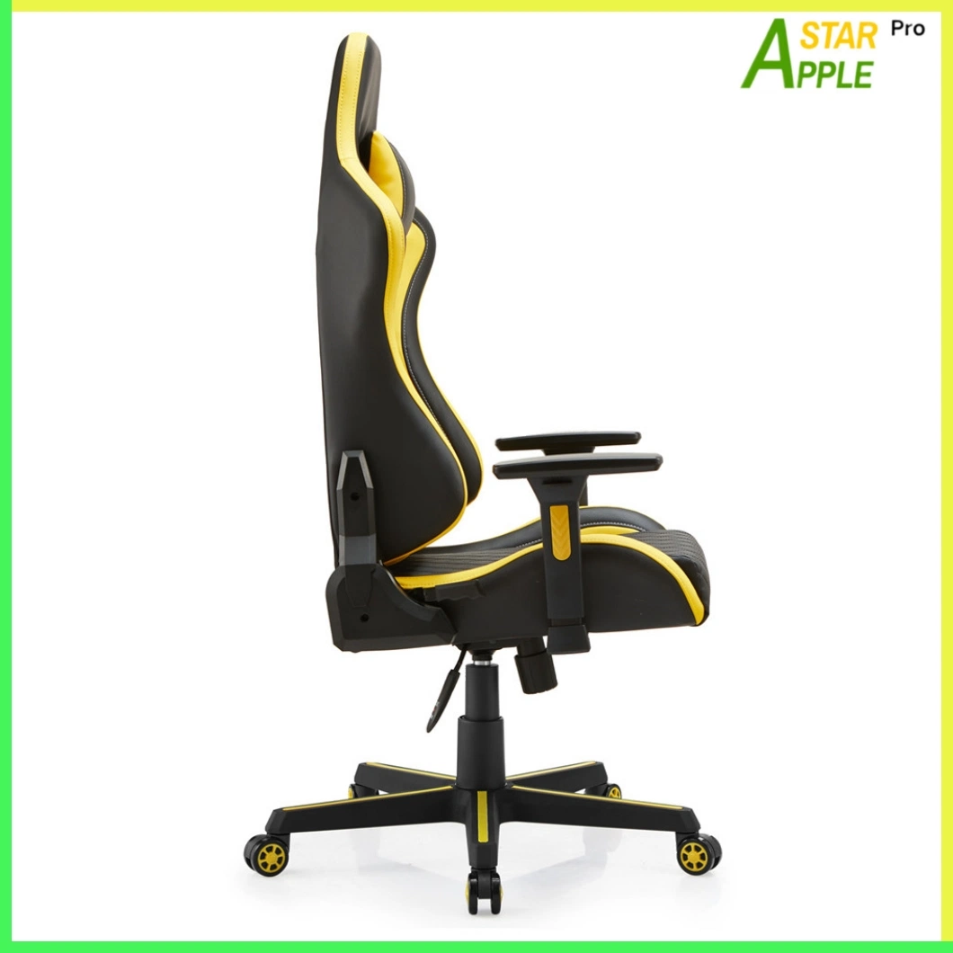 as-C2410 Car Design Plastic Mesh Top PU Executive Modern Ergonomic Game Computer Gaming Chair with Yellow Stripes