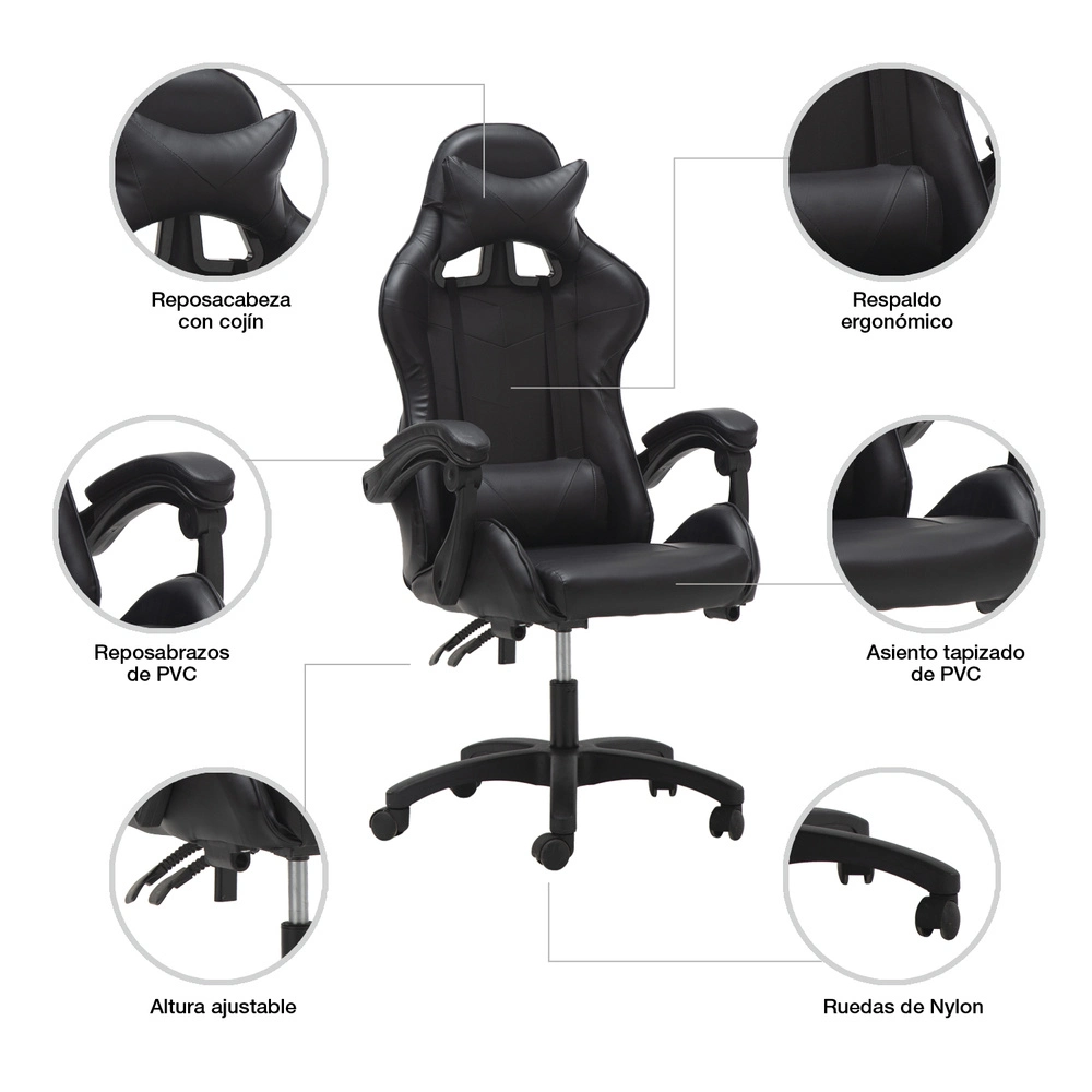 High End Class 3 Gas Lift PVC Leather Custom Reclining Gaming Chair