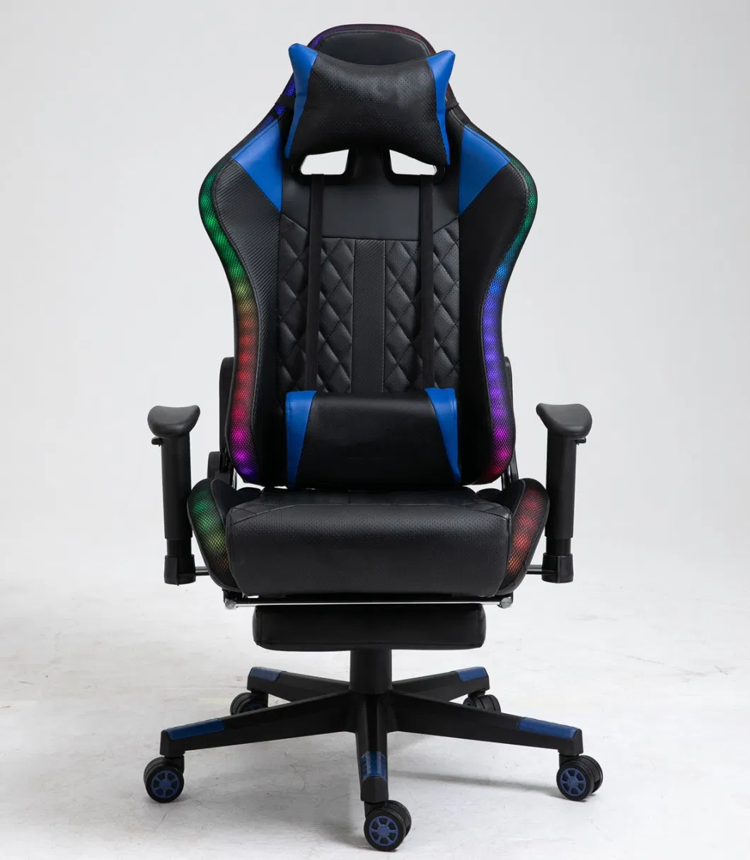 Gaming Chair LED Lights RGB Blue Teeth Music Speaker Office Chair Gaming Chair with Footrest