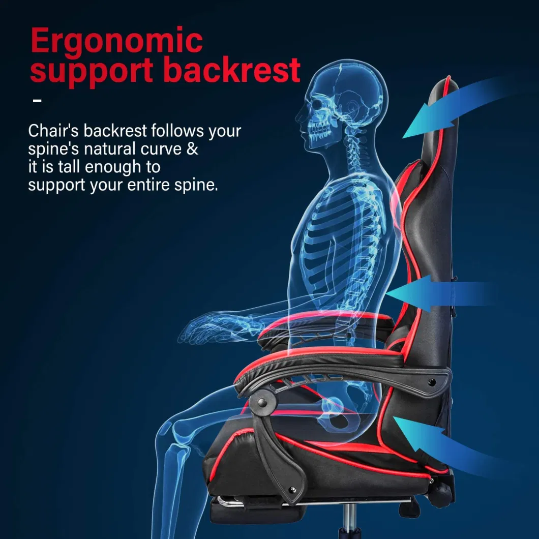 Gaming Chair Ergonomic Racing Style Recliner Office Chair with Massage Lumbar Support