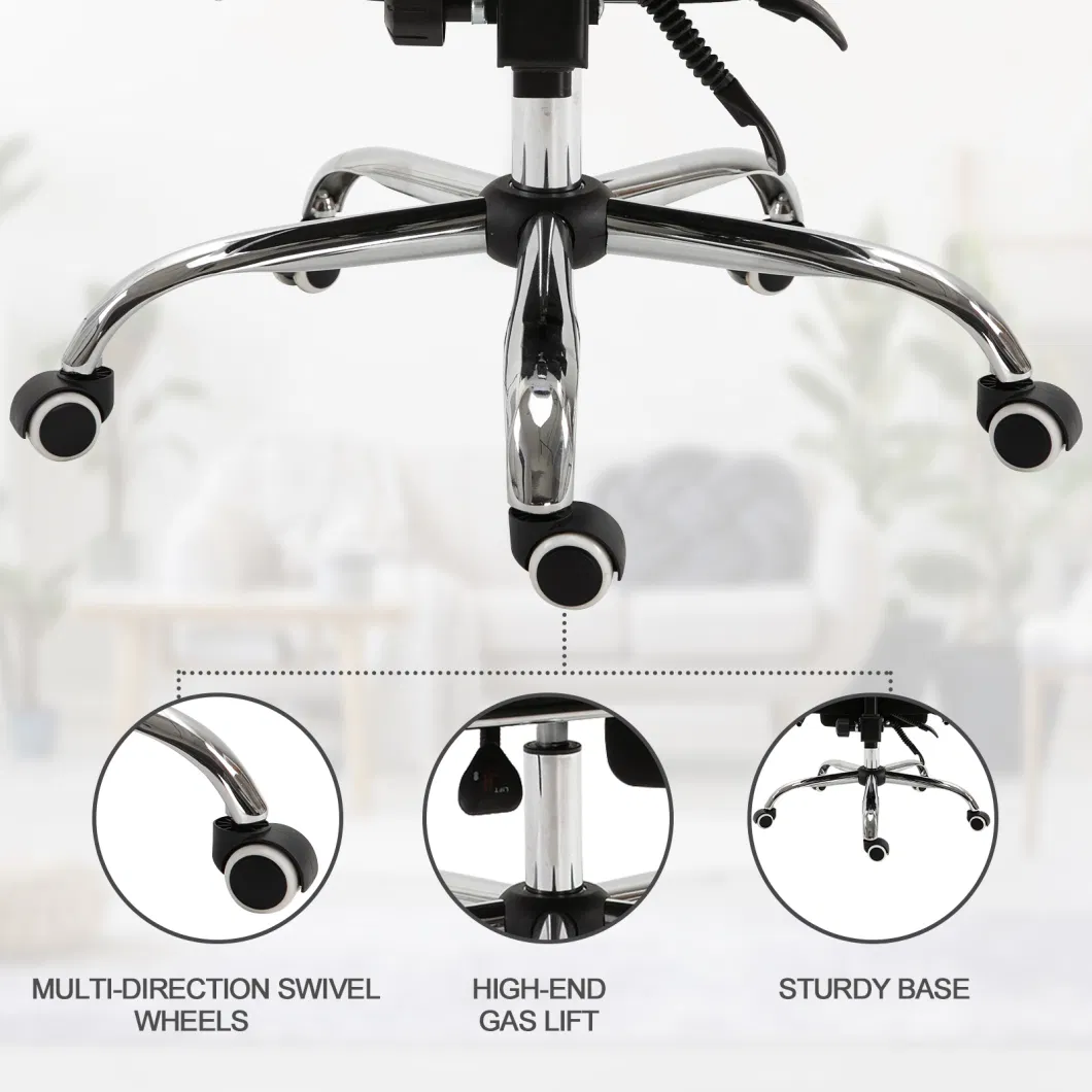 Swivel High Back Office Chair Adjustable Height Recliner with Retractable Footrest