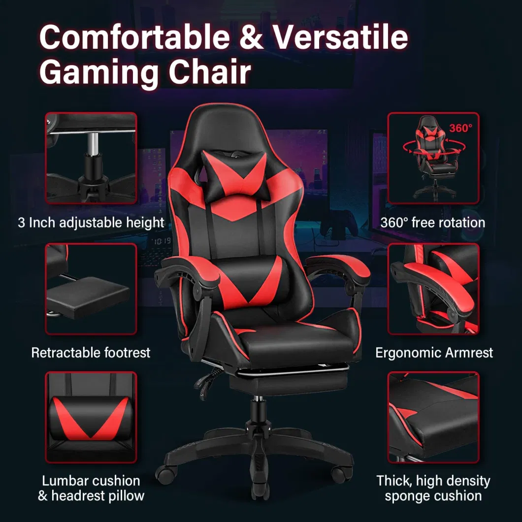 Free Shipping Racer Leather Style Footrest Brand Floor Rocker Black Mechanism Racing Office Custom Chairs Sample Gaming Chair Racing Chair