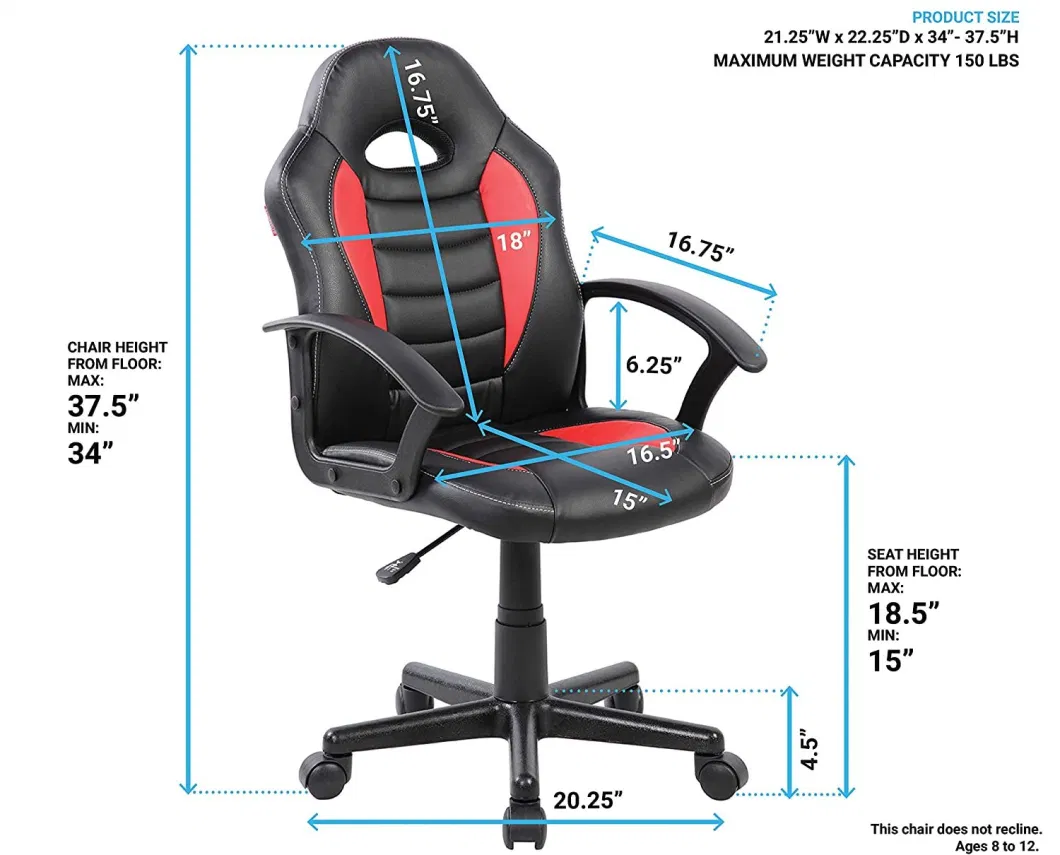 Modern Design High Back Black Office Furniture Game Gaming 56*28*52 Cm Racing Chair with Footrest