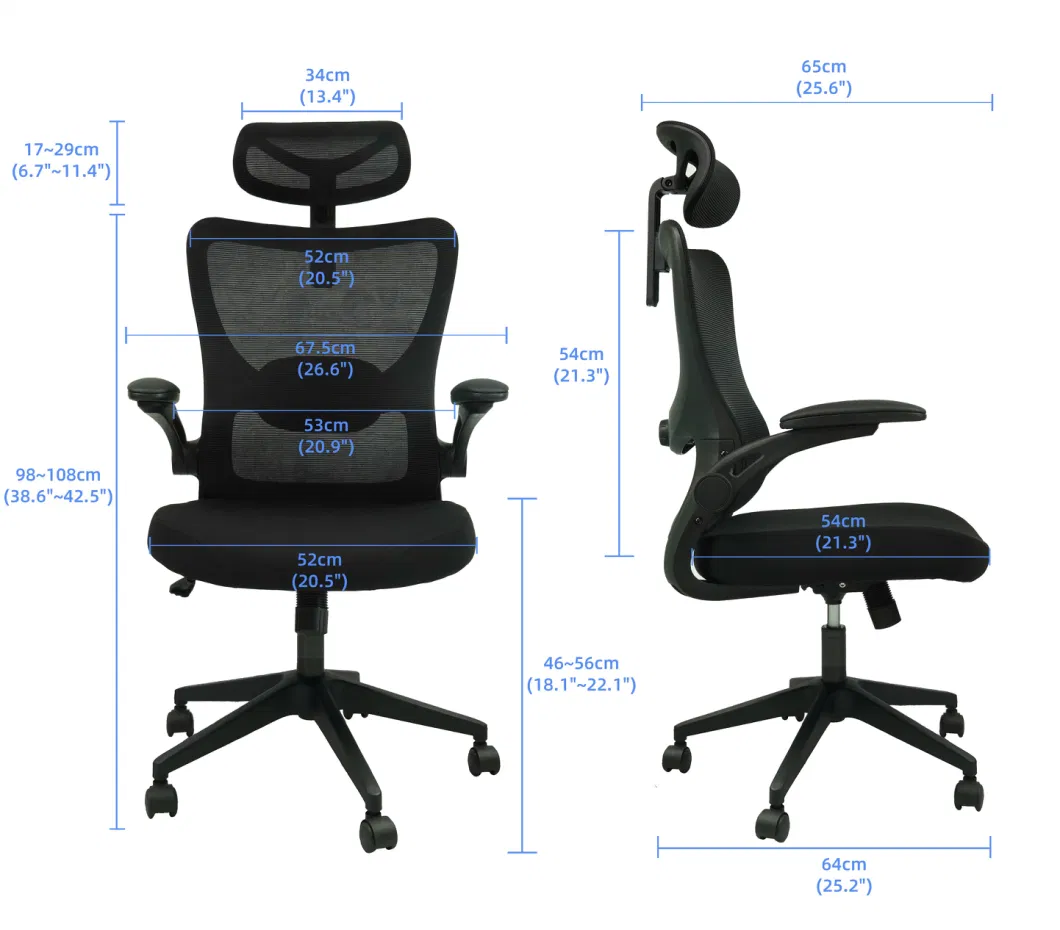 Ergonomic Office Computer Desk Chair with High Back Mesh and Adjustable Lumbar Support Rolling Work Swivel Task Chairs with Wheel Armrests and Headrest