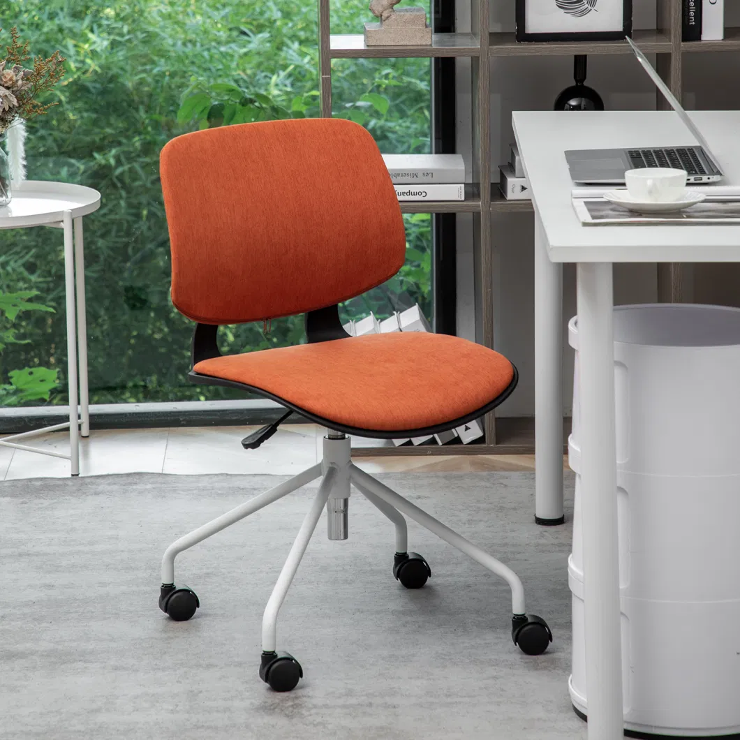 Armless Office Chair Ergonomic Computer Task Desk Chair Without Arms MID Back Fabric Swivel Chair